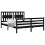 Estructura cama de matrimonio con cabecero madera maciza negro de vidaXL, Camas y somieres - Ref: Foro24-3194320, Precio: 173...