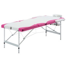 Camilla de masaje plegable 3 zonas aluminio blanco y rosa de vidaXL, Mesas de masaje - Ref: Foro24-110242, Precio: 195,02 €, ...