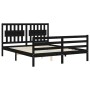 Estructura cama de matrimonio con cabecero madera maciza negro de vidaXL, Camas y somieres - Ref: Foro24-3194320, Precio: 173...