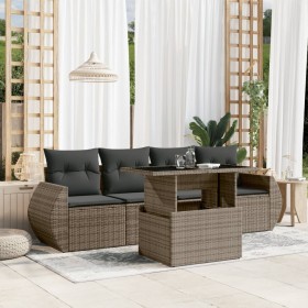 Gartensofa-Set mit Kissen, 5-teilig, graues synthetisches Rattan von vidaXL, Gartensets - Ref: Foro24-3268360, Preis: 400,27 ...