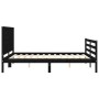 Estructura cama de matrimonio con cabecero madera maciza negro de vidaXL, Camas y somieres - Ref: Foro24-3194320, Precio: 173...