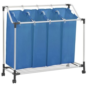 Laundry sorter with 4 blue steel bags by vidaXL, Laundry baskets - Ref: Foro24-288332, Price: 34,99 €, Discount: %