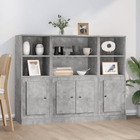 Hohes Sideboard aus 3-teiligem betongrauem Sperrholz von vidaXL, Sideboards - Ref: Foro24-3185307, Preis: 165,58 €, Rabatt: %