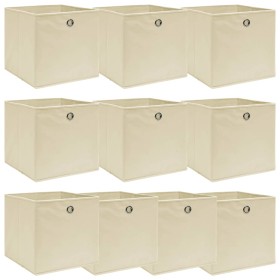 Cajas de almacenaje 10 uds tela crema 32x32x32 cm de vidaXL, Cestas para almacenaje - Ref: Foro24-288359, Precio: 49,95 €, De...