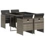 Set comedor de jardín 5 piezas con cojines ratán sintético gris de vidaXL, Conjuntos de jardín - Ref: Foro24-3277663, Precio:...