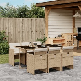 7-teiliges Garten-Esszimmer-Set mit Kissen synthetisches Rattan beige von vidaXL, Gartensets - Ref: Foro24-3277677, Preis: 52...