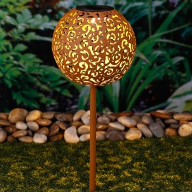 Hi Solar LED garden lamp spherical shape brown metal 18 cm by HI, Outdoor lighting - Ref: Foro24-435249, Price: 27,99 €, Disc...