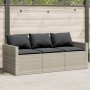 Garden sofa with cushions, 3 seats, light gray synthetic rattan by vidaXL, Outdoor sofas - Ref: Foro24-366346, Price: 196,59 ...