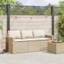 3-Sitzer-Gartensofa mit Kissen Kunstrattan beige von vidaXL, Outdoor-Sofas - Ref: Foro24-366344, Preis: 195,99 €, Rabatt: %