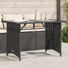 Garden table with black PE rattan glass surface 110x68x70 cm by vidaXL, Garden tables - Ref: Foro24-366350, Price: 94,14 €, D...