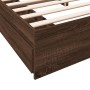 Oak brown engineered wood bed with drawers 180x200 cm by vidaXL, Beds and slatted bases - Ref: Foro24-3280642, Price: 185,40 ...