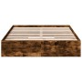 Smoked oak engineered wood bed with drawers 140x190 cm by vidaXL, Beds and slatted bases - Ref: Foro24-3280689, Price: 176,53...