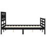 Estructura de cama individual con cabecero madera maciza negro de vidaXL, Camas y somieres - Ref: Foro24-3194340, Precio: 102...