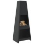 Chimenea de exterior con leñero y diseño de torre acero negro de vidaXL, Chimeneas - Ref: Foro24-4005750, Precio: 147,33 €, D...