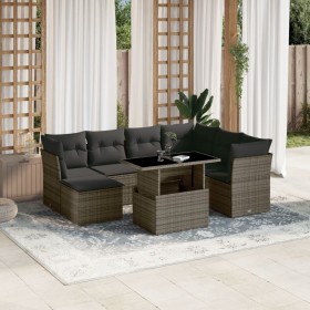 Set aus Gartensofas und Kissen 8-teilig synthetisches Rattangrau von vidaXL, Gartensets - Ref: Foro24-3266760, Preis: 549,72 ...