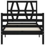 Estructura de cama individual con cabecero madera maciza negro de vidaXL, Camas y somieres - Ref: Foro24-3194340, Precio: 102...