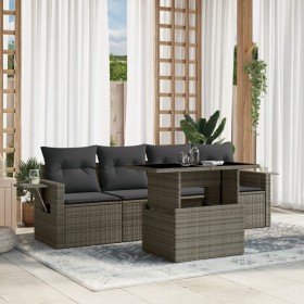 Garden sofa set with 5-piece synthetic rattan gray cushions by vidaXL, Garden sets - Ref: Foro24-3267730, Price: 391,62 €, Di...