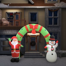 Arco de Navidad inflable Papá Noel y muñeco de nieve LED 223 cm de vidaXL, Luces de Navidad - Ref: Foro24-289303, Precio: 152...