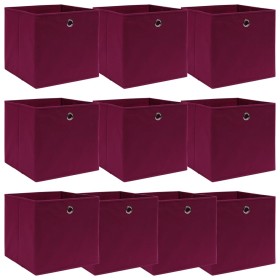 Cajas de almacenaje 10 uds tela rojo oscuro 32x32x32 cm de vidaXL, Cestas para almacenaje - Ref: Foro24-288343, Precio: 54,40...