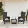 Set comedor de jardín 3 pzas con cojines ratán sintético negro de vidaXL, Conjuntos de jardín - Ref: Foro24-3277542, Precio: ...