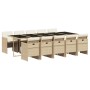 Set comedor de jardín 11 pzas con cojines ratán sintético beige de vidaXL, Conjuntos de jardín - Ref: Foro24-3277701, Precio:...