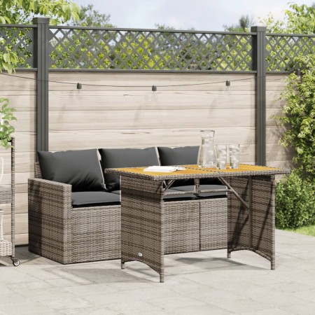 2-teilige Garten-Essgruppe mit grauen Kissen aus synthetischem Rattan von vidaXL, Gartensets - Ref: Foro24-366337, Preis: 285...