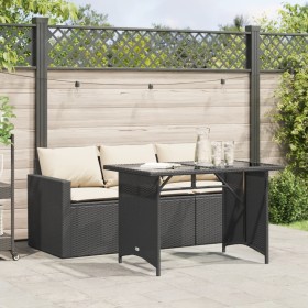 2-teilige Garten-Essgruppe mit schwarzen Kissen aus synthetischem Rattan von vidaXL, Gartensets - Ref: Foro24-366328, Preis: ...