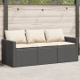 3-Sitzer-Gartensofa mit schwarzen synthetischen Rattankissen von vidaXL, Outdoor-Sofas - Ref: Foro24-366340, Preis: 202,55 €,...