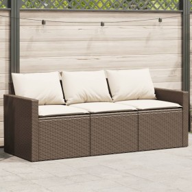 Garden sofa with cushions 3 seater brown synthetic rattan by vidaXL, Outdoor sofas - Ref: Foro24-366342, Price: 186,99 €, Dis...