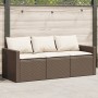 Garden sofa with cushions 3 seater brown synthetic rattan by vidaXL, Outdoor sofas - Ref: Foro24-366342, Price: 208,07 €, Dis...