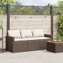 Garden sofa with cushions 3 seater brown synthetic rattan by vidaXL, Outdoor sofas - Ref: Foro24-366342, Price: 208,07 €, Dis...