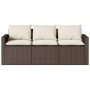 Garden sofa with cushions 3 seater brown synthetic rattan by vidaXL, Outdoor sofas - Ref: Foro24-366342, Price: 208,07 €, Dis...