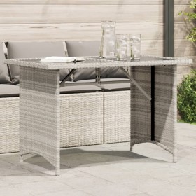 Garden table surface glass PE rattan light gray 110x68x70 cm by vidaXL, Garden tables - Ref: Foro24-366354, Price: 96,99 €, D...