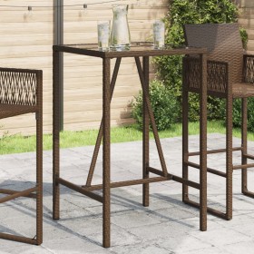 Brown synthetic rattan outdoor bar table 70x70x110 cm by vidaXL, Garden tables - Ref: Foro24-368694, Price: 124,99 €, Discoun...