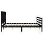 Estructura cama de matrimonio con cabecero madera maciza negro de vidaXL, Camas y somieres - Ref: Foro24-3194255, Precio: 169...