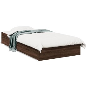 Oak brown engineered wood bed with drawers 90x200 cm by vidaXL, Beds and slatted bases - Ref: Foro24-3280684, Price: 143,99 €...