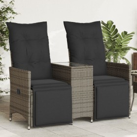 2-seater reclining garden sofa with gray PE rattan table by vidaXL, Outdoor sofas - Ref: Foro24-365717, Price: 267,99 €, Disc...