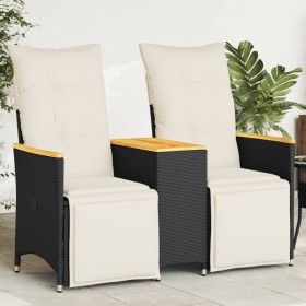 2-seater reclining garden sofa with black PE rattan table by vidaXL, Outdoor sofas - Ref: Foro24-365722, Price: 264,99 €, Dis...