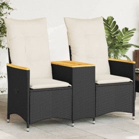 2-seater reclining garden sofa with black PE rattan table by vidaXL, Outdoor sofas - Ref: Foro24-365720, Price: 252,99 €, Dis...