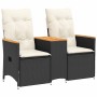 2-seater reclining garden sofa with black PE rattan table by vidaXL, Outdoor sofas - Ref: Foro24-365720, Price: 253,06 €, Dis...