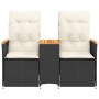 2-seater reclining garden sofa with black PE rattan table by vidaXL, Outdoor sofas - Ref: Foro24-365720, Price: 253,06 €, Dis...