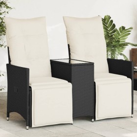 2-seater reclining garden sofa with black PE rattan table by vidaXL, Outdoor sofas - Ref: Foro24-365715, Price: 259,76 €, Dis...