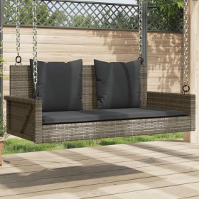 Schaukelbank mit grauen synthetischen Rattankissen 119x56x48 cm von vidaXL, Gartenbänke - Ref: Foro24-365631, Preis: 119,99 €...