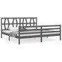 Double bed frame with gray solid wood headboard by vidaXL, Beds and slatted bases - Ref: Foro24-3194393, Price: 176,68 €, Dis...