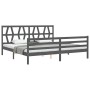 Double bed frame with gray solid wood headboard by vidaXL, Beds and slatted bases - Ref: Foro24-3194393, Price: 176,68 €, Dis...