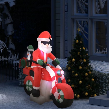 Papá Noel inflable navideño en moto LED IP44 160 cm de vidaXL, Luces de Navidad - Ref: Foro24-289304, Precio: 91,81 €, Descue...