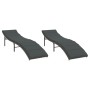 Loungers with cushions 2 units gray synthetic rattan by vidaXL, Loungers - Ref: Foro24-3277303, Price: 241,84 €, Discount: %