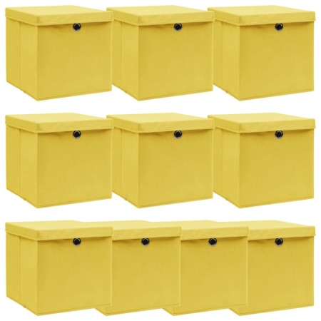 Storage boxes with lids 10 pcs yellow fabric 32x32x32 cm by vidaXL, Storage baskets - Ref: Foro24-288368, Price: 56,54 €, Dis...