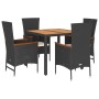 Set de muebles jardín 5 pzas con cojines ratán sintético negro de vidaXL, Conjuntos de jardín - Ref: Foro24-3277505, Precio: ...