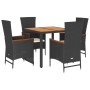 Set de muebles jardín 5 pzas con cojines ratán sintético negro de vidaXL, Conjuntos de jardín - Ref: Foro24-3277507, Precio: ...